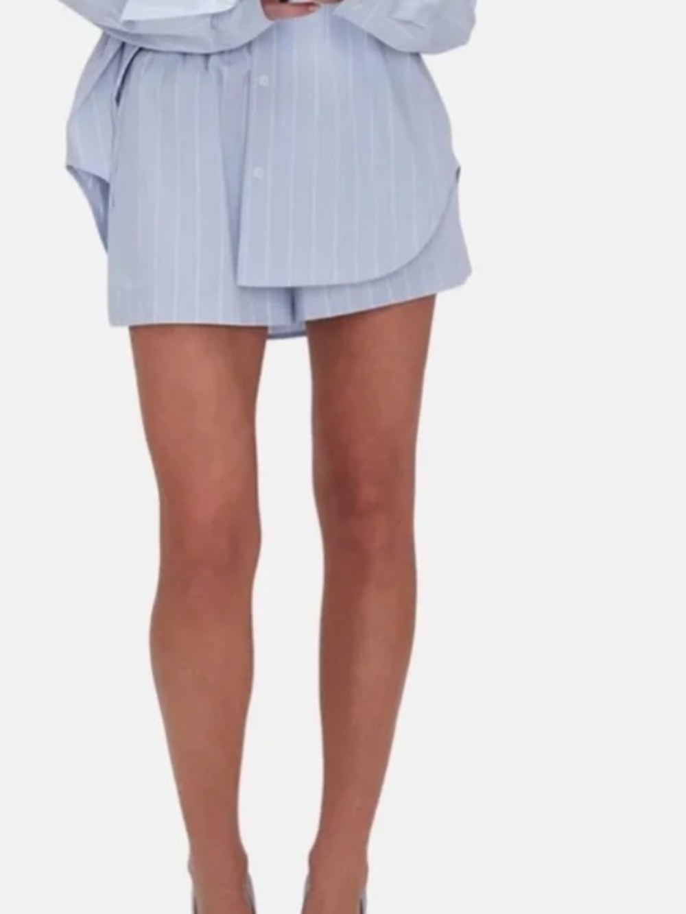 Good American Poplin Shorts AND Poplin Shirt Glass Stripe - Picture 4 of 4